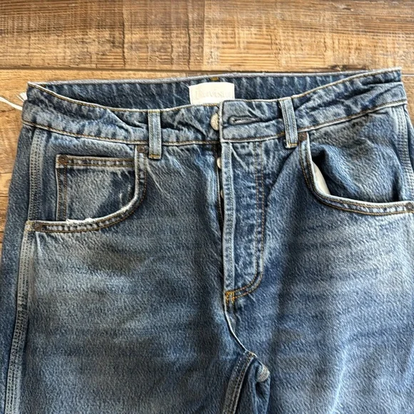 Boyish Blue Straight Leg Jeans with Gold Stitching - Picture 2 of 14